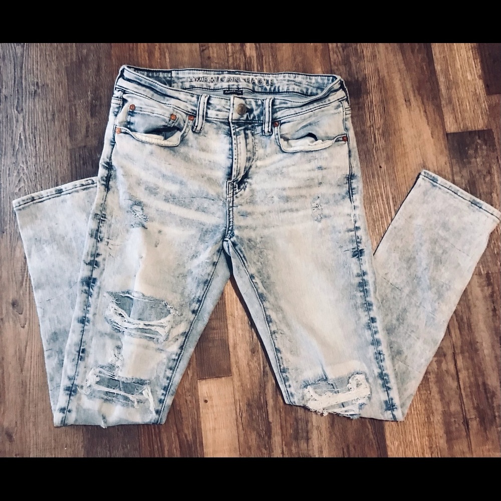 Mens American Eagle Airflex 360 Distressed Skinny Jeans 32x30